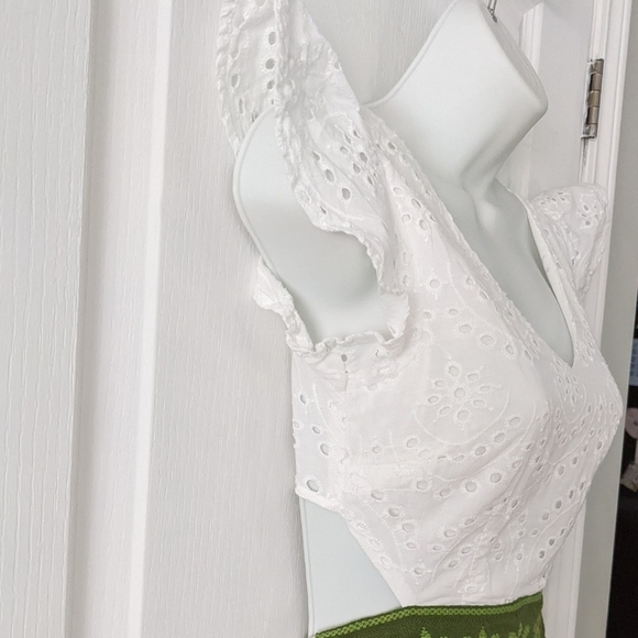 Japna embroidered see through flutter  sleeves dress white Reworked XS @z - Picture 3 of 12